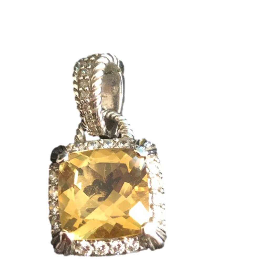 Judith Ripka Sterling Silver CZ and Yellow Crystal Pendant